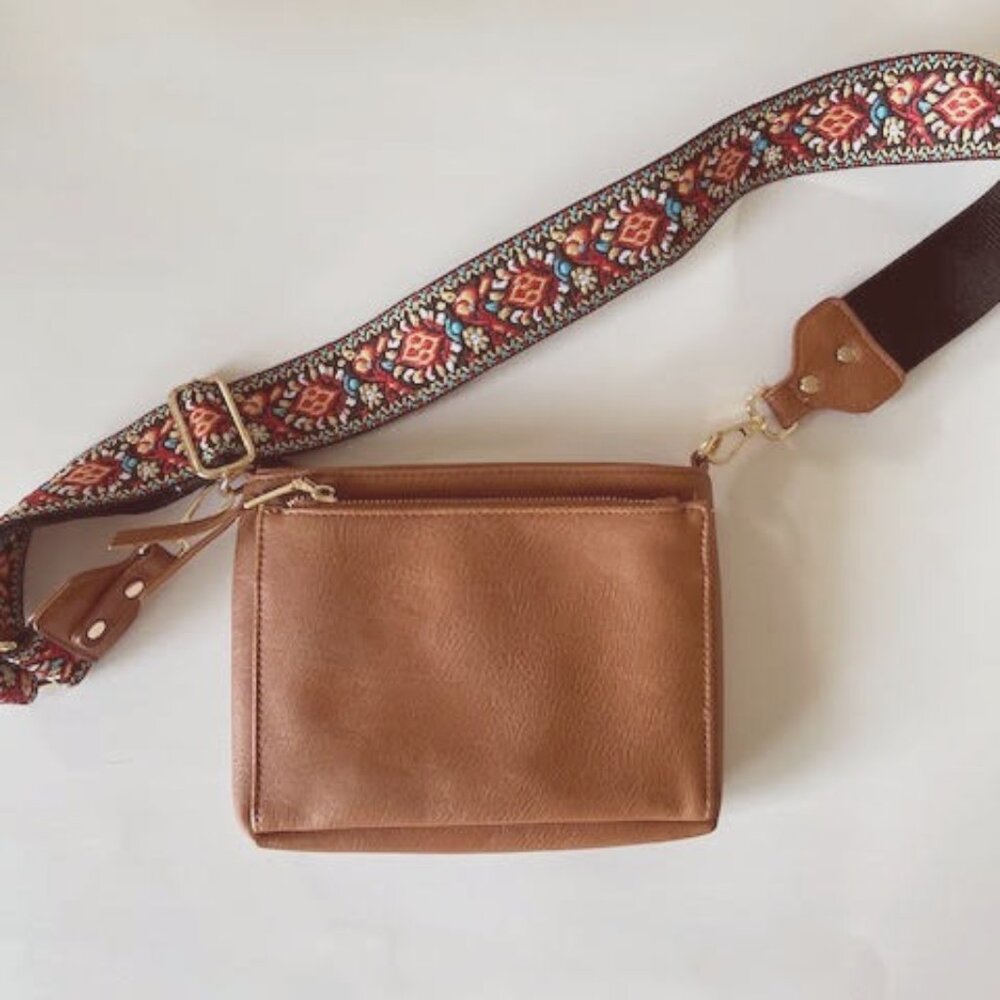 Bohemian Guitar Strap Multi Pocket Crossbody Bag